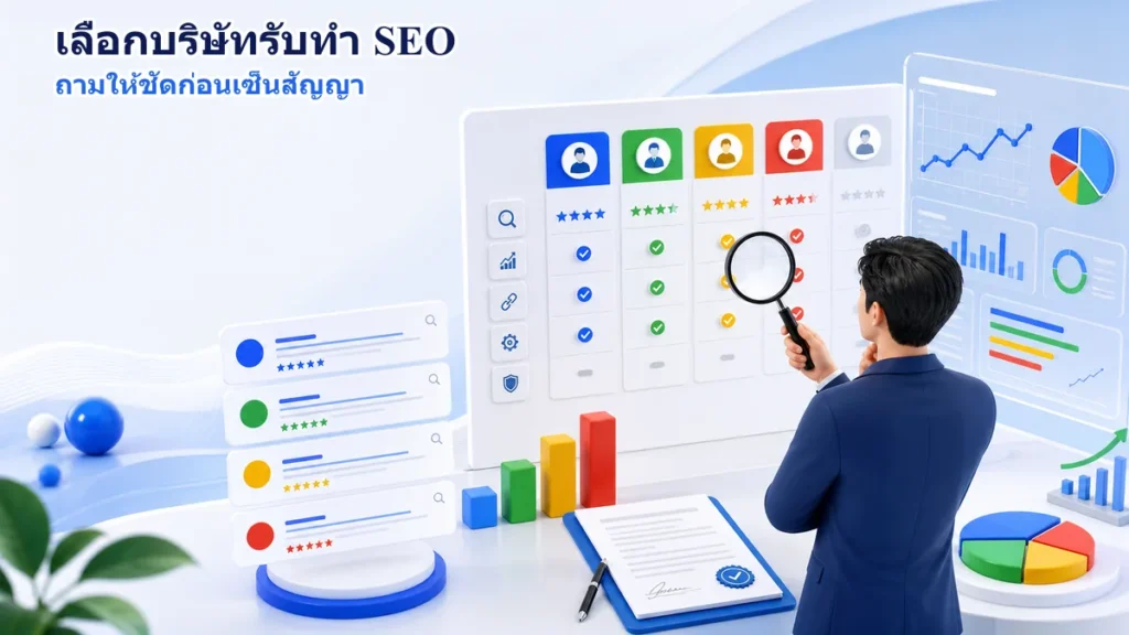เจ้าของธุรกิจประเมินบริษัทรับทำ SEO จากตารางหลักฐาน รายงาน การวัดผล และสัญญา