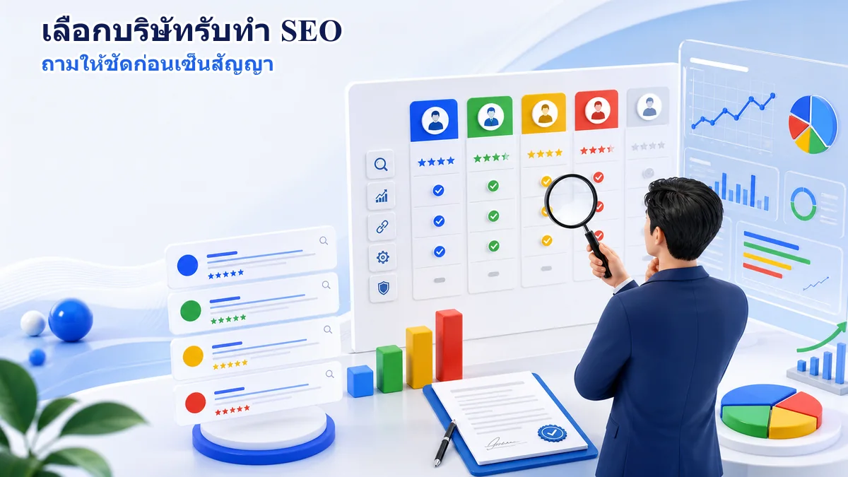 เจ้าของธุรกิจประเมินบริษัทรับทำ SEO จากตารางหลักฐาน รายงาน การวัดผล และสัญญา