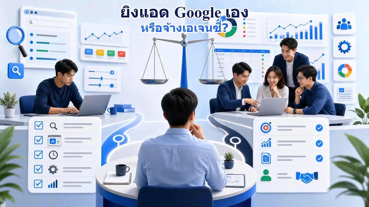 เจ้าของธุรกิจเปรียบเทียบการยิงแอด Google ด้วยตัวเองกับการจ้างทีมเอเจนซี่อย่างสมดุล