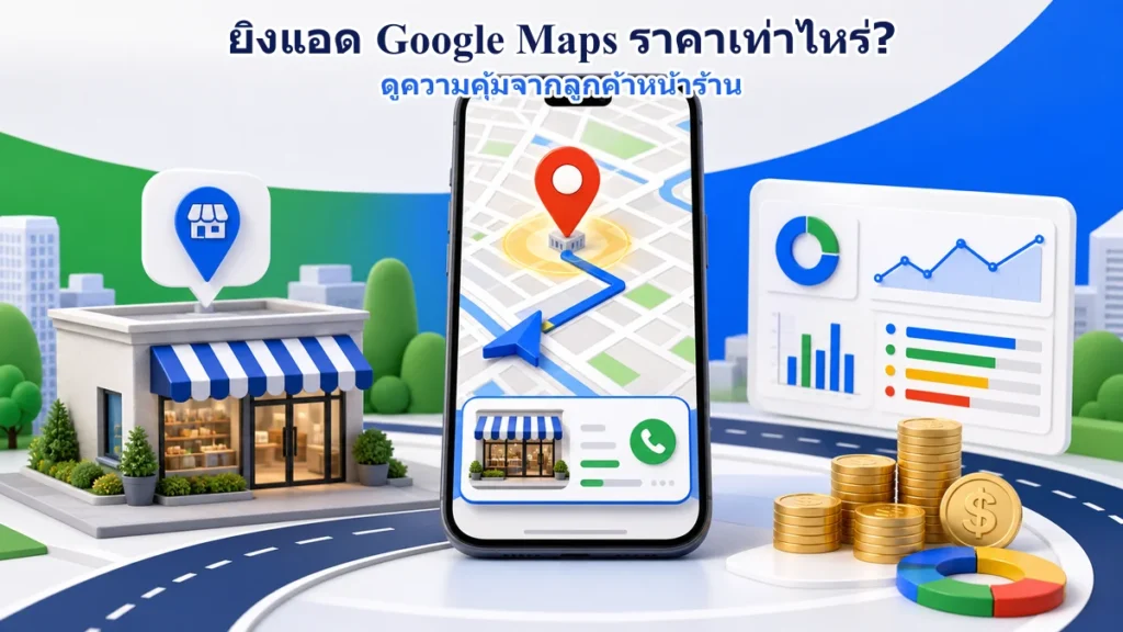 ร้านหน้าร้านเชื่อมแผนที่ หมุดโฆษณา โทรศัพท์ เส้นทาง งบประมาณ และแดชบอร์ดวัดผล Google Ads
