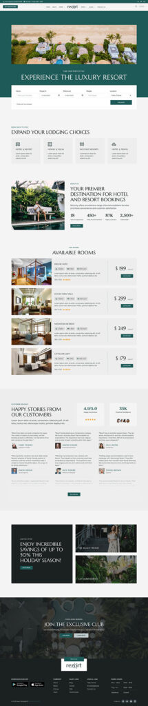 ตัวอย่างเว็บไซต์ WordPress พร้อมระบบ Booking - Rezort