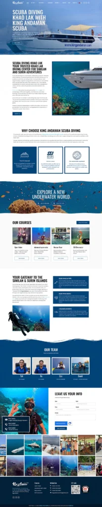ตัวอย่างเว็บไซต์ WordPress สำหรับธุรกิจดำน้ำและทัวร์ - King Andaman Scuba