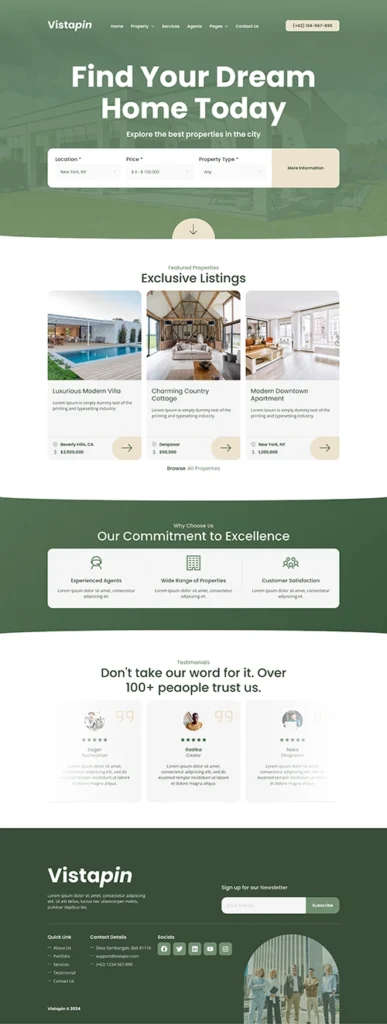 ตัวอย่างเว็บไซต์ WordPress อสังหาริมทรัพย์ - Vistapin