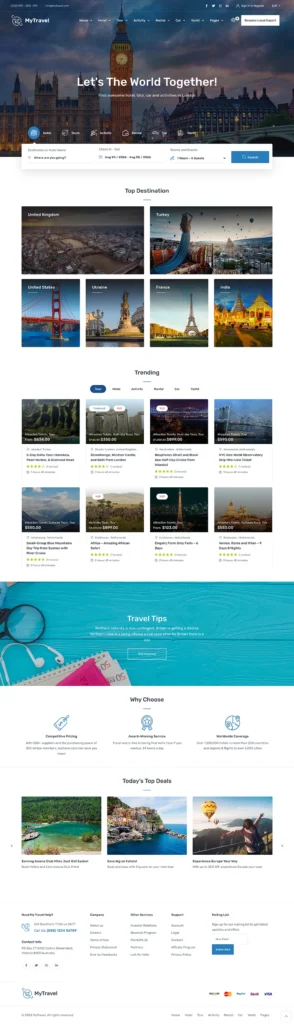 ตัวอย่างเว็บไซต์ WordPress สำหรับธุรกิจท่องเที่ยว - MyTravel
