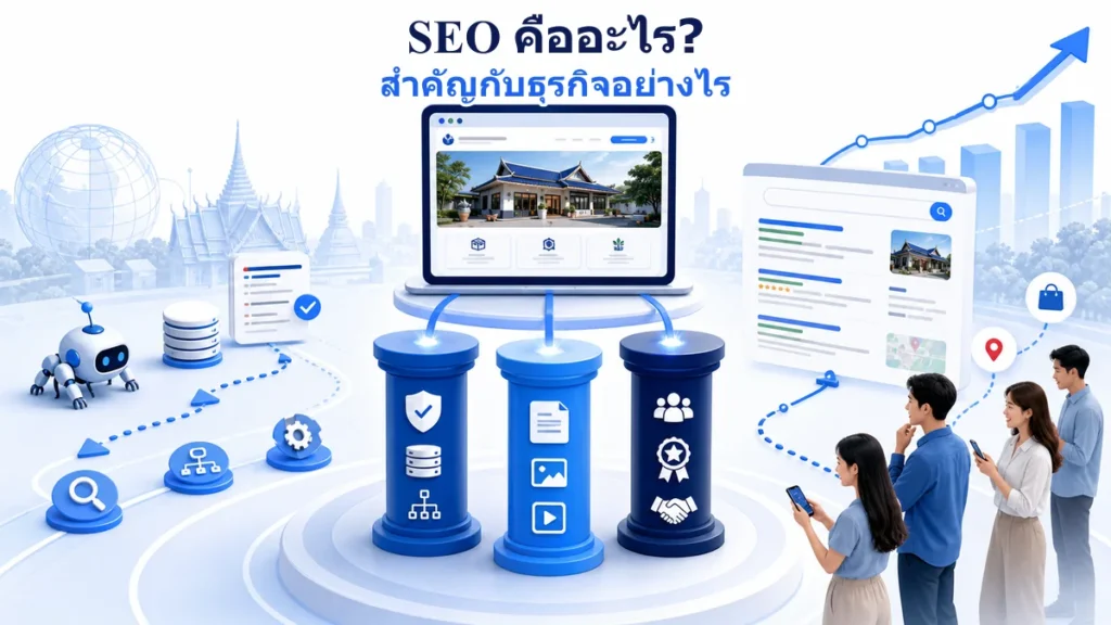 เว็บไซต์ธุรกิจเชื่อมงาน SEO ด้านเทคนิค เนื้อหา และความน่าเชื่อถือไปสู่ผลการค้นหาและลูกค้า