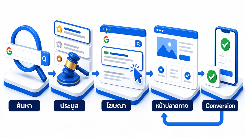 กระบวนการ Google Ads จากการค้นหาและประมูลไปสู่ Conversion