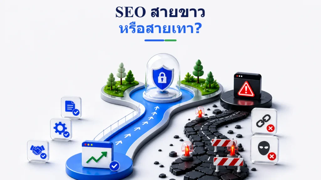 เปรียบเทียบ SEO สายขาวกับสายเทาและความเสี่ยงต่อเว็บไซต์ธุรกิจ