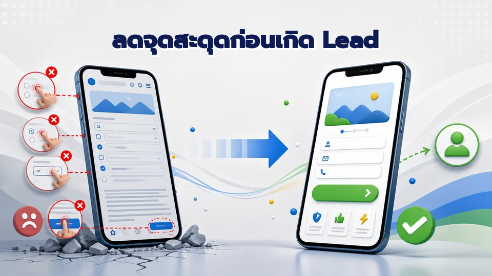 เปรียบเทียบหน้าเว็บไซต์มือถือที่มีจุดสะดุดกับหน้าที่ลดขั้นตอนและมีปุ่มติดต่อชัดเจน