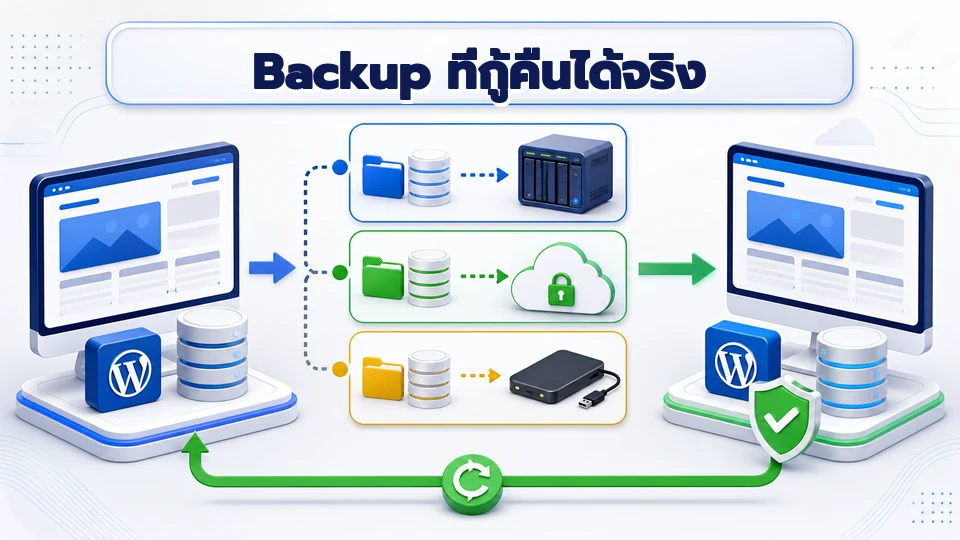 โครงสร้างสำรองข้อมูล WordPress หลายชุดและการทดสอบกู้คืน